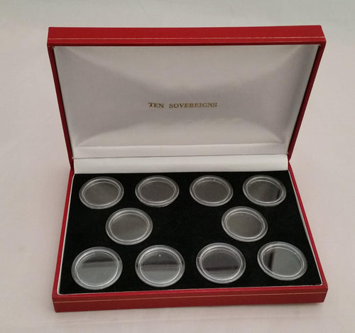 Deluxe Gold Sovereign Case For 10 X Full Sovereigns in Capsules