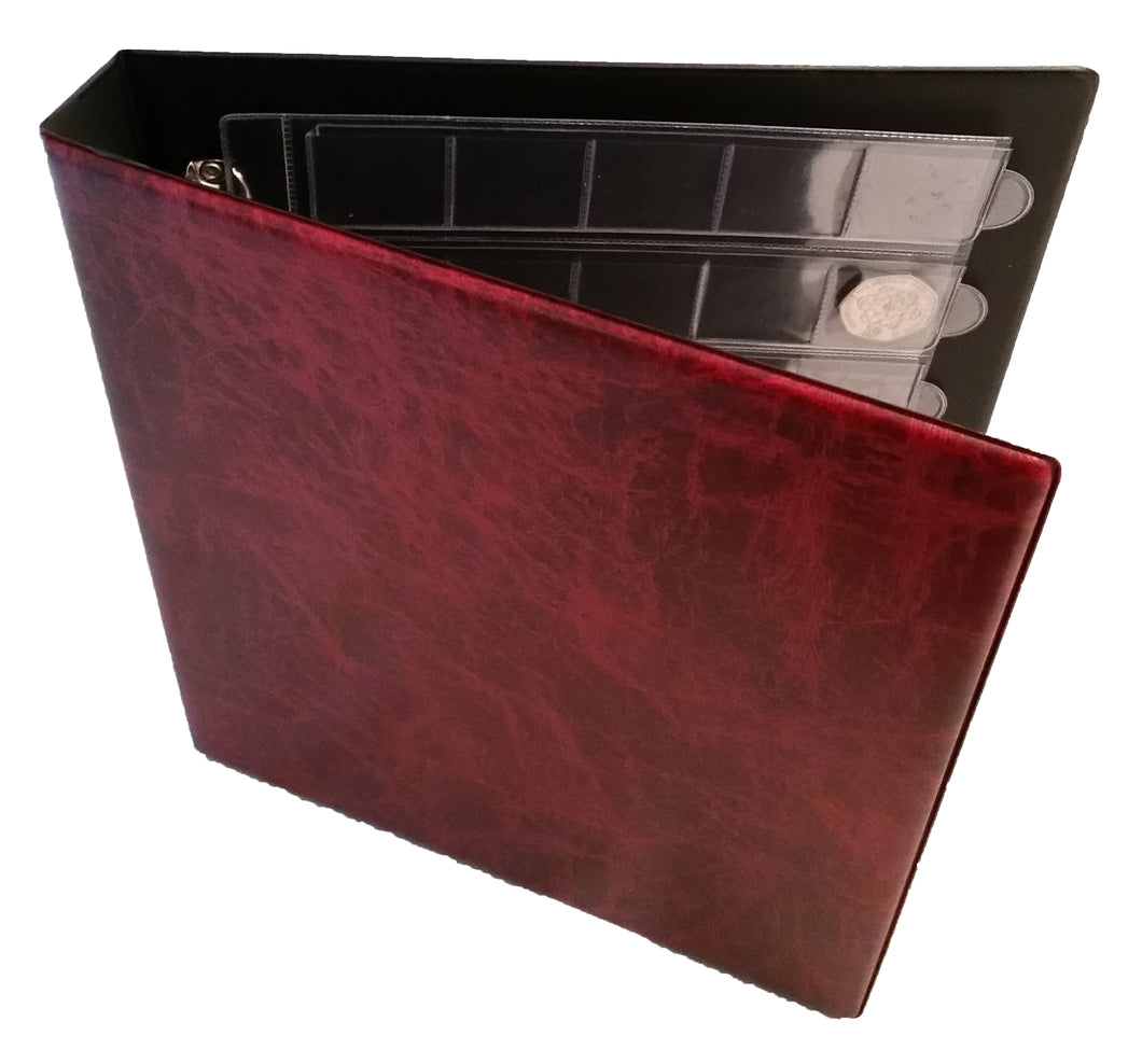 Sliding Strip coin album in wine red