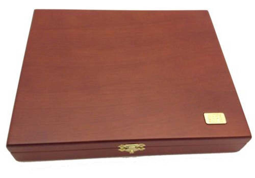 Wooden Coin Case with 3 Blue Velour Trays